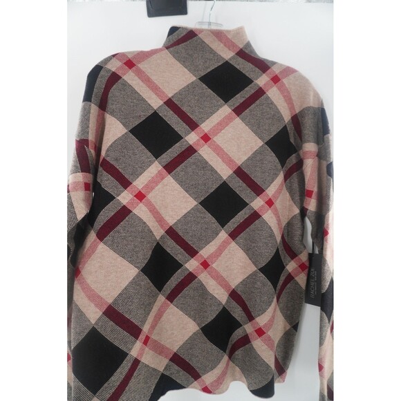 NWT Rachel Zoe Plaid Argyle Sweater Preppy Mock Neck Pullover Cozy Knit Size XL - Picture 7 of 10
